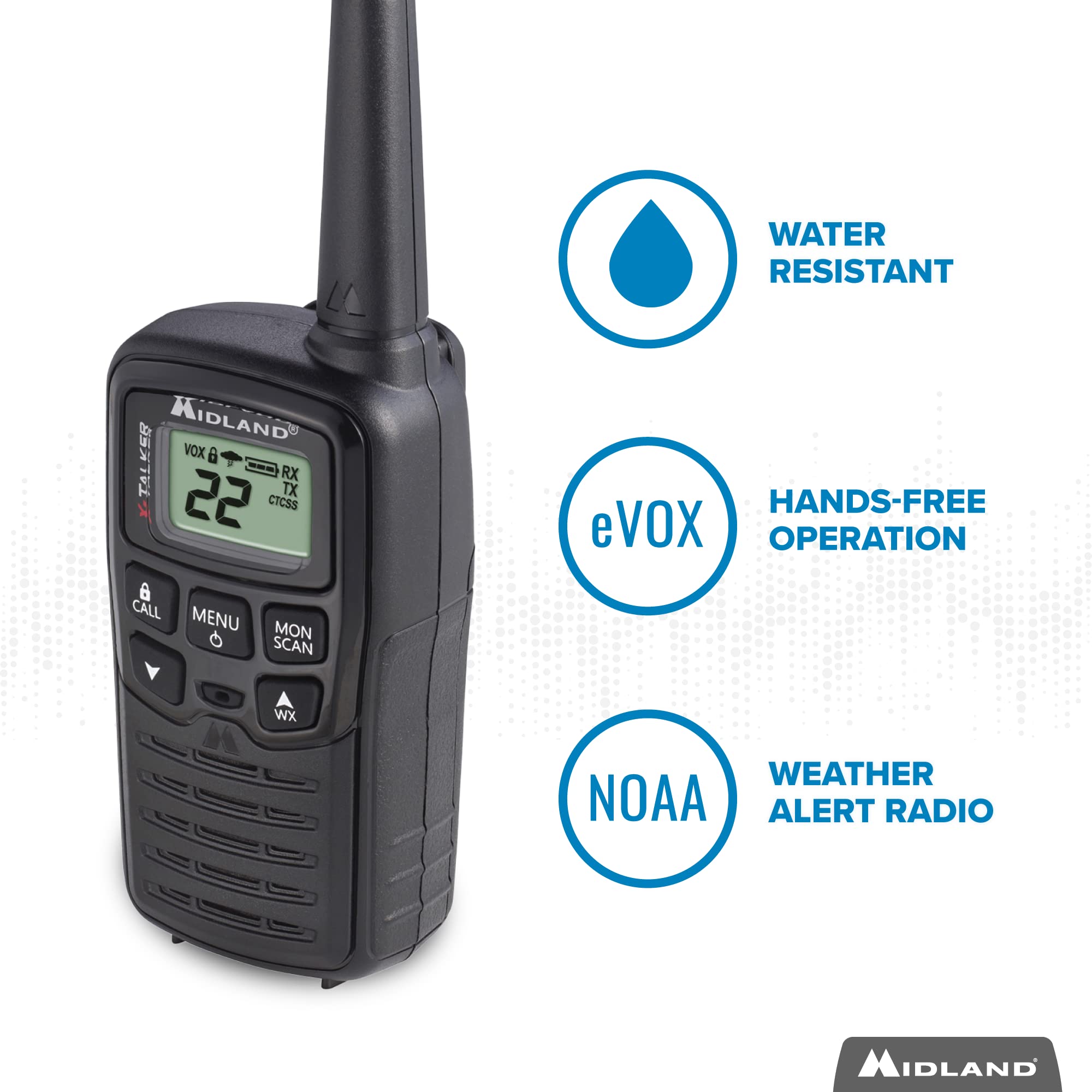 Midland� T10 X Talker Two Way Radios   22 Channels   Long Range Walkie Talkies, 38 Privacy Codes   Best Family Camping Radio   2 Pack